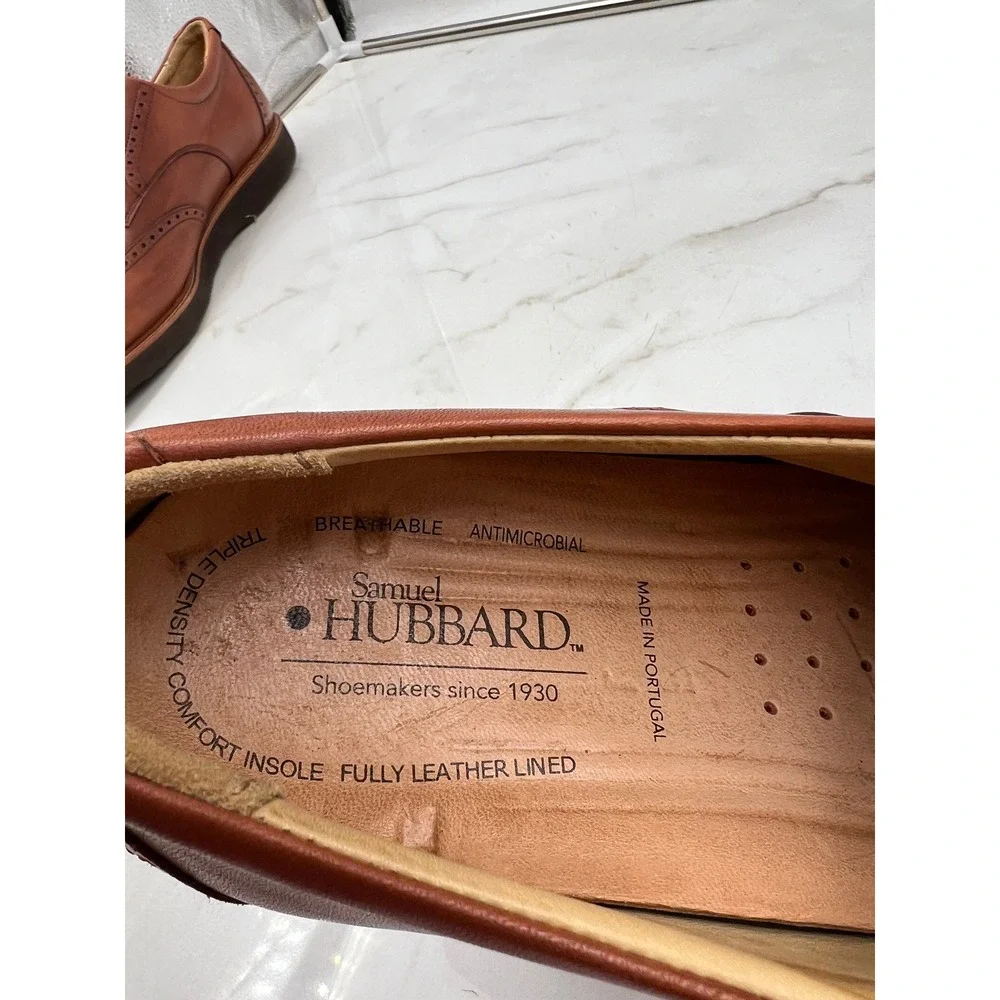 Samuel Hubbard Shoes Mens Sz 13W Loafers Whiskey Brown Leather Wingtip Oxford